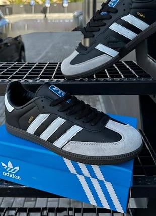 Кроссовки мужские adidas samba черные демисезонные весна-лето-осень кожа замша размер 41-45 новые 675-3