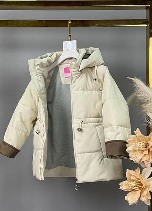 Демисезонная куртка кремовая, сердечко 2