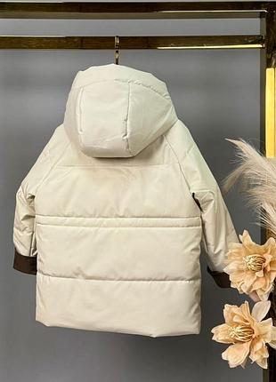 Демисезонная куртка кремовая, сердечко 3