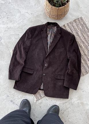 Вінтажний коричневий вельветовий піджак блейзер polo ralph lauren green tab з різнокольоровим підкладом