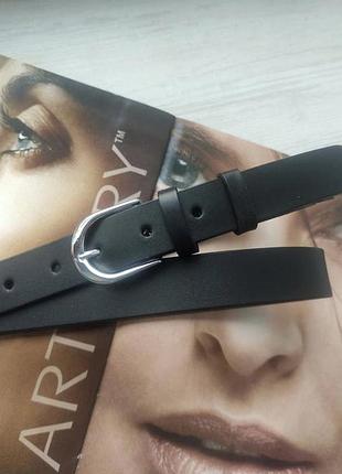 Жіночий шкіряний ремінь чорний 2.3 см