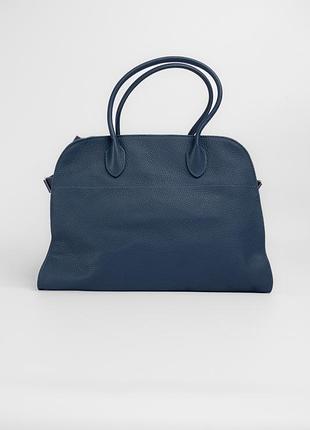 Сумка 40 см темно-блакитна шкіра рельеф сумка тоут люкс бренд