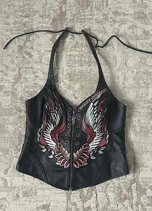 Шкіряний колекційний корсет harley davidson розміру xs-s