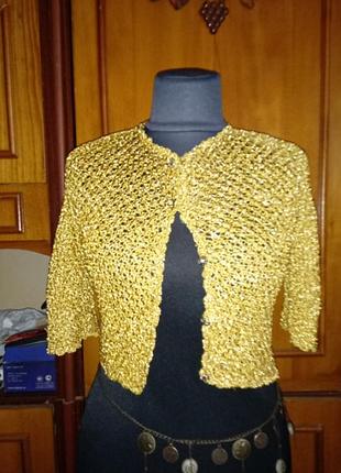 Мини-кардиган из золотой нити