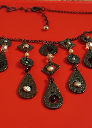 Вінтажне колье із перлами та рубінами. англія.