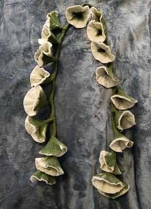 Эксклюзивный шарф, валая шерсть, бежка, пьюнок