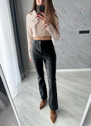 Шкіряні штани на флісі