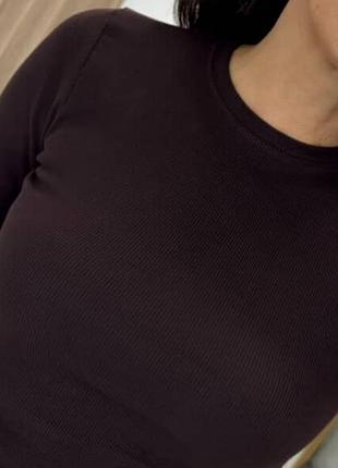 Жіночий базовий лонгслів шоколад karol