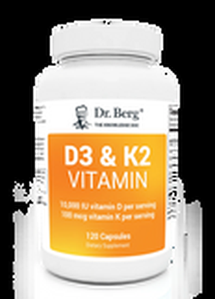 Dr. berg, d3 &amp; k2 vitamin 10000 iu, витамины d3 k2, 120 капсул