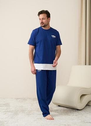 Мужской комплект с брюками plus size - однотонный