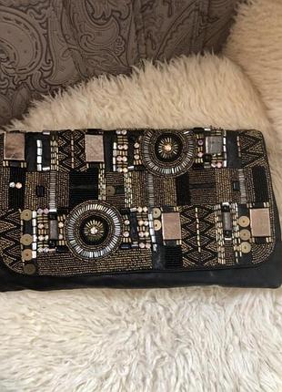Кожаная сумка клатч среднего размера