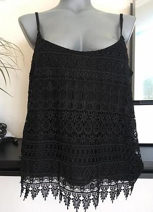 Ажурная кружевная майка на тонких шлейках