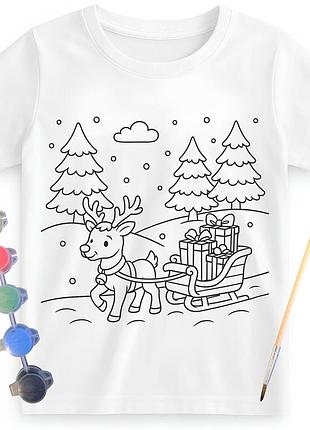Дитячий набір для творчості футболка розмальовка різдвяні та новорічні подарунки (дф0044)