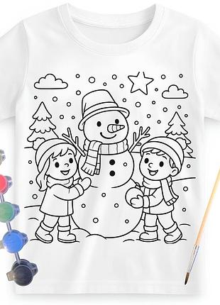 Дитячий набір для творчості футболка розмальовка сніговик біла (дф0041)
