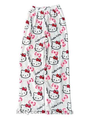 Штани плюшеві піжамні домашні хелоу кіті hello kitty білого  кольору
