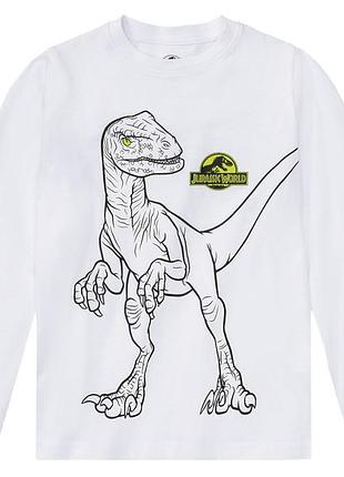 Футболка-лонгслів бавовняна з принтом для хлопчика disney jurassic world 373906 134-140 см (8-10 years) білий