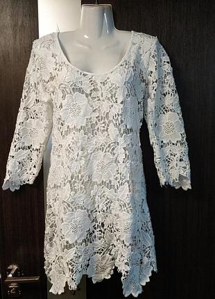 Белое,кружевное парео 44 г