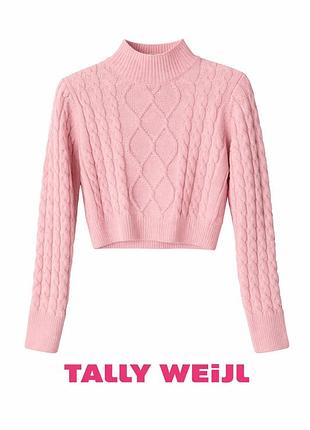 Светр tally weijl рожевий в’язаний з візерунком коси, розмір xs, ідеальний стан