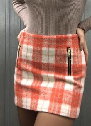 Юбка мини женская тепла в клетку юбка