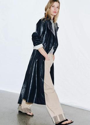 Тренч оверсайз из искусственной кожи zw collection