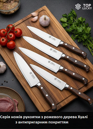 Ніж кухонний шеф top lucky 32см, сталь 5cr15mov, антипригарне покриття