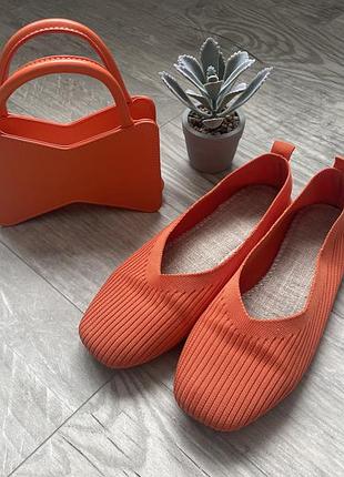 Набір сумка клатч бантик балетки vivaia margot квадратний носок помаранчевого кольору