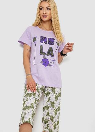 Жіноча піжама з принтом, колір бузковий