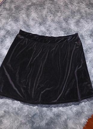 Шикарна чорна спідниця бархат