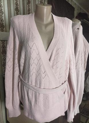 Кардиган женский вязаный,пошив на запах, размер 20-22(54,56)