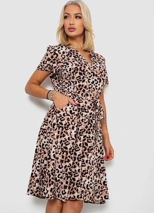 Сукня софт з принтом, колір бежево-чорний