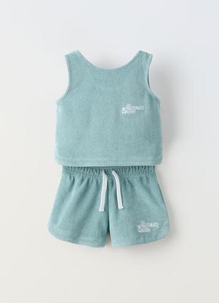 Махровий комплект, комплект zara, дитячий комплект, костюм , майка+ шорти