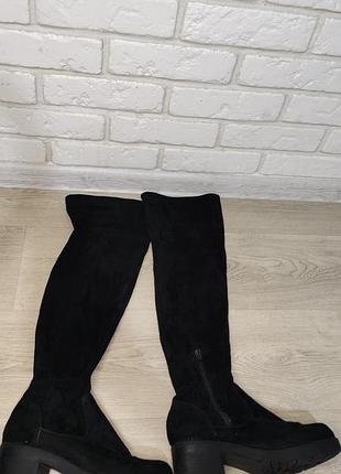 Чоботи-ботфорти з екозамшу, 38/25 см.