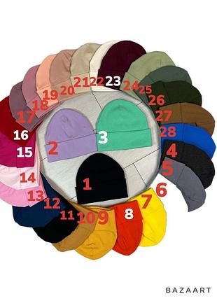 Шапки рубчик однотон подвійні з оборотом 50 52 54 56