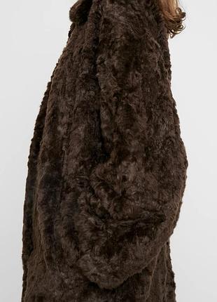 Зимова шуба шоколадного кольору, s-м