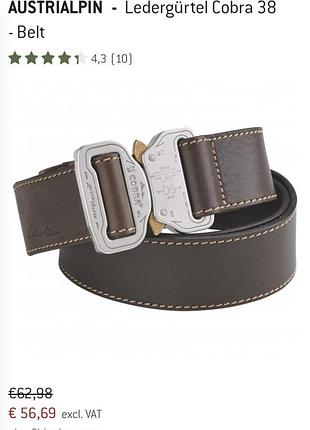 Шкіряний ремінь austrialpin leather belt cobra 38