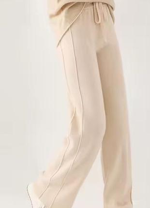 Брюки новые 100% шерсть меринос, свет бежевый, широкий, размер s-m, укр. 42-44, плотный трикотаж