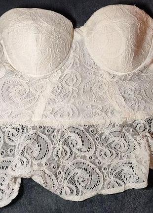 Белый кружевной корсетный топ