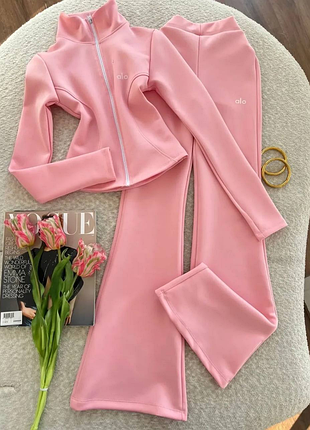 Жіночий брючний костюм з лонгом alo петля xs-s, m-l (6цв) "vivid" вигідна ціна