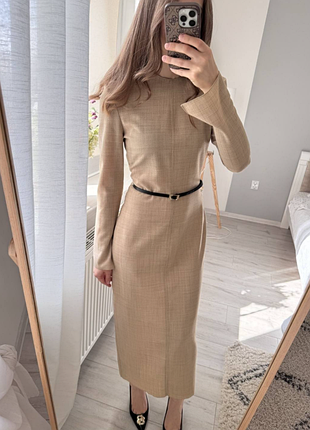 Шерстяное платье-карандаш с плечиками zara