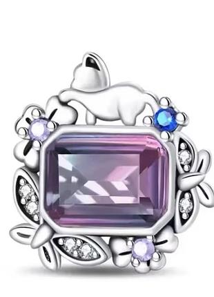 Шарм на браслет pandora котик і квіти