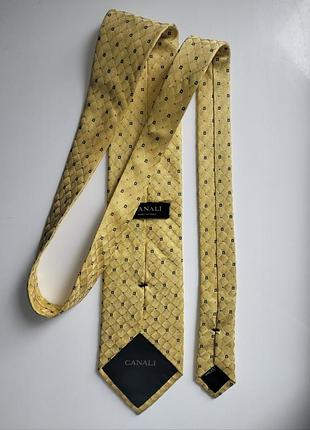 Краватка жовта галстук canali з геометричним принтом