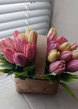 Мыло ручной работы букет из тюльпанов