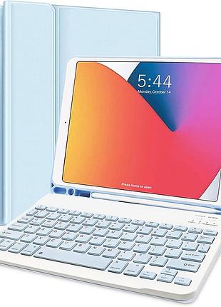 Чохол‑клавіатура для ipad 10.2″ (7/8/9 gen, air 3, pro 10.5) bluetooth бездротова з тримачем для apple pencil синій