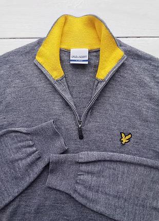 Фирменный мужской свитер зип (ворот на молнии), в составе 50% шерсти, р.48-50