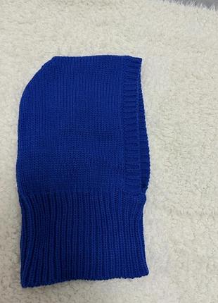 Синя в'язана балаклава з резинкою