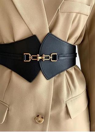 🔺уцінка🔻 ремінь пасок жіночий широкий асиметричний на резинці еко-шкіряний масивний ремінь-корсет батал