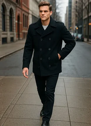 Alpine swiss чоловіче вовняне двобортне пальто-бушлат
