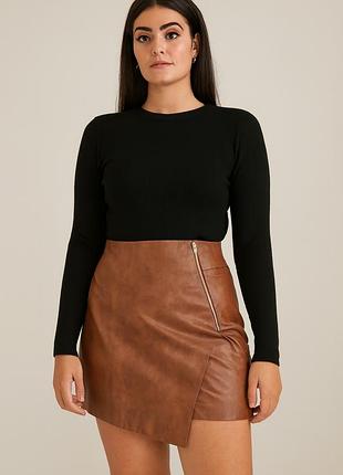 Юбка кож.зам коричневая на запах h&m