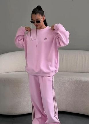 Костюм спортивный без утепления оверсайз свободного кроя свитшот кофта и штаны качественный