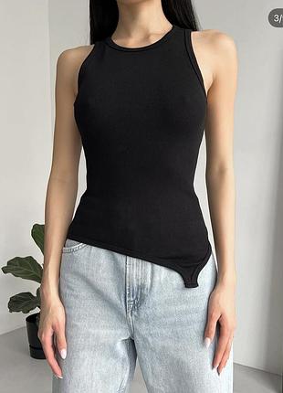 Майка чорна в рубчик tviks m